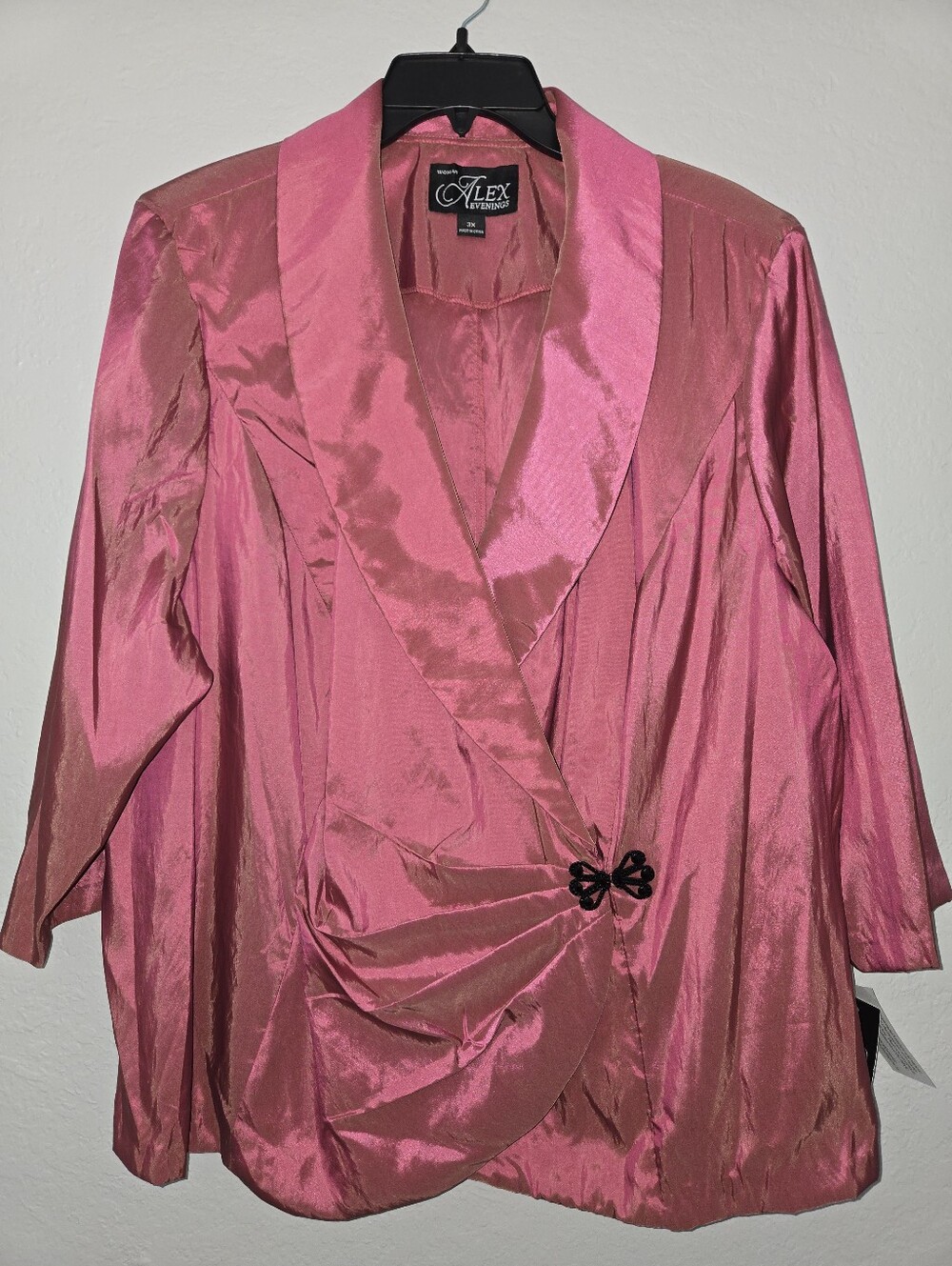 Alex Evenings Shimmery Rose Pink Satin Draped Blazer NWT 3X - Picture 2 of 8